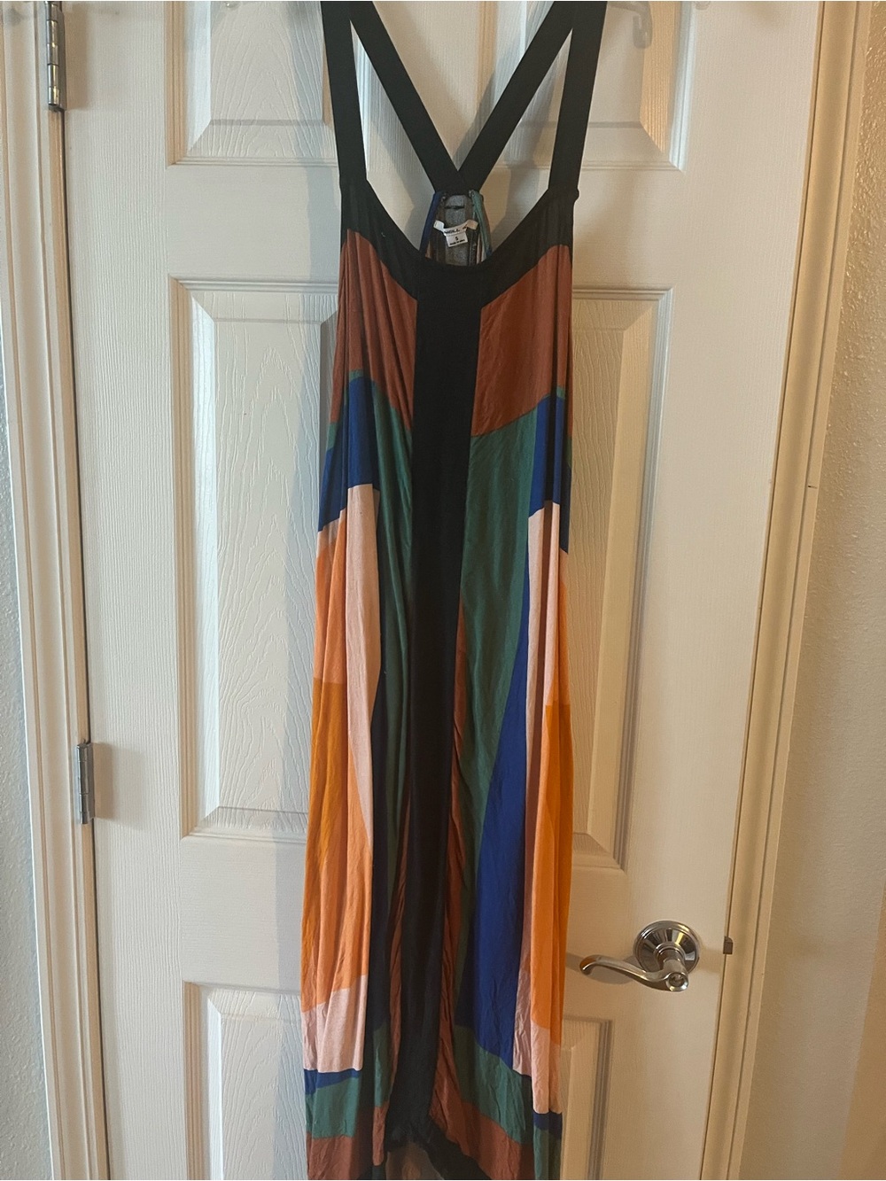 O’Neill Multi-Color Striped Maxi Dress with Cross-Back Straps
